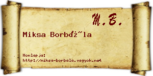 Miksa Borbála névjegykártya