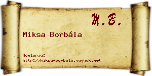 Miksa Borbála névjegykártya